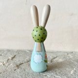 3.5” Bunny with Cardinal and Baby Bunny (Sky/Green Dot)