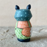 2” Fox with Baby (Green Diagonal/Blue Dot)