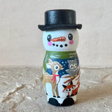 3” Winter Friend: Snowman with Deer, Owl and Fox