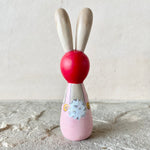 3.5” Bunny with Cardinal, Baby Bunny and Squirrel (Pink/Red)