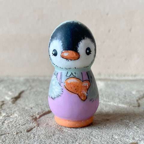 2” Penguin with Goldfish (Purple)