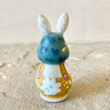 2.25” Bunny with 5 Babies (Steel Blue+Ochre)