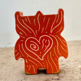 2” Owl Friend with Bluebird (Rust)