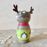 3” Winter Friend: Reindeer with Cocoa and Snowman (green)