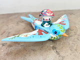 Set of 2: 3” Mushroom Rider with 8”Bird