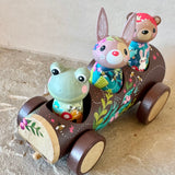 Set of 4: Forest Friends with Log Truck (Mushroom, Bunny, Frog)