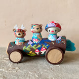 Set of 4: Forest Friends with Log Truck (Mushroom, Bear, Bunny) (Copy)