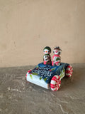 Set of 3: 2.5” Rudolph and Frosty in a Christmas Cruiser