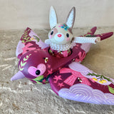 Set of 2: 3” Bunny Rider with 8” Bird (Dark Cherry)