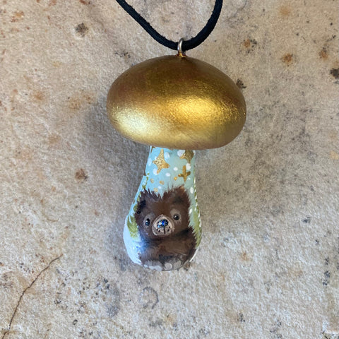 2” Mushroom Ornament: Bear Cub