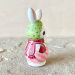 2” White Bunny with Baby: Green Cap