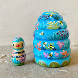 2pc Set: 4” Hive Box with Bee Friend (Turquoise)