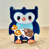 2” Owl Friend with Hedgehog (Navy)