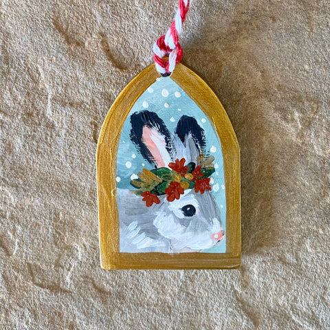 2.25” Mini Hand-painted Ornament: Rabbit