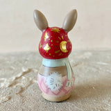 2” Brown Bunny with Cardinal: Red Cap