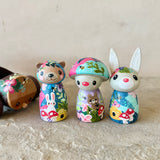 Set of 4: Forest Friends with Log Truck (Mushroom, Bear, Bunny)