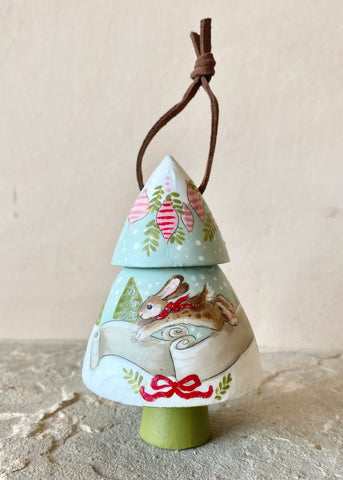 *Personalizable*4” Tree Ornament: Leaping Rabbit