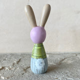 3.5” Bunny with Two Babies (Blue Stripe/Lavender)