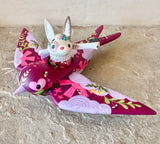 Set of 2: 3” Bunny Rider with 8” Bird (Dark Cherry)