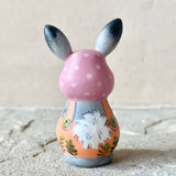 2.25” Bunny with Baby and Mushroom (Orange/Mauve)