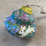 3.75” Paper Mache Ornament: Leaping Bunnies