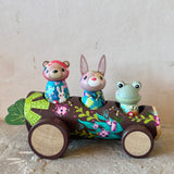 Set of 4: Forest Friends with Log Truck (Mushroom, Bunny, Frog)