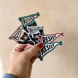 3” Weatherproof Sticker: Resist Bear (Teal)