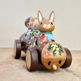 Set of 4: Winter Friends with Log Truck (Mushroom, Bunny, Mouse)