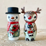 3” Snowman with Cardinal Doll