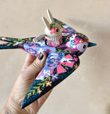 Set of 2: 3” Rabbit Rider with 8” Bird (Raven)