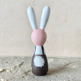 3.5” Bunny with Cardinal and Baby Bunny (Brown/Pink)