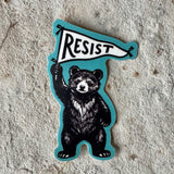 3” Weatherproof Sticker: Resist Bear (Teal)