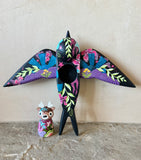 Set of 2: 3” Deer Rider with 8” Bird (Raven)