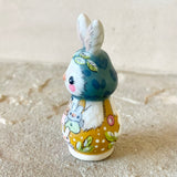 2.25” Bunny with 5 Babies (Steel Blue+Ochre)