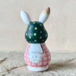 2.25” Bunny with Cardinal (Pink Gingham/Evergreen)