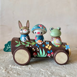Set of 4: Forest Friends with Log Truck (Mushroom, Bunny, Frog)