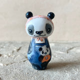 2” Panda Bear with Baby (Denim/Pink Dot)