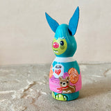 3”  Winter Friend: Turquoise Yeti with Bear Cub