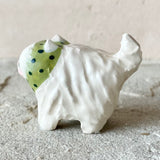 1.25” Cat with Green Bonnet (White Fluffy)