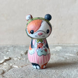 2” Cat with Baby (Pink Stripe/Green)