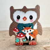2” Owl Friend with Fox (Brown)