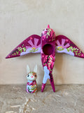 Set of 2: 3” Bunny Rider with 8” Bird (Dark Cherry #2)