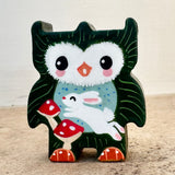 2” Owl Friend with Bunny (Evergreen)