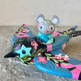 Set of 2: 3” Mouse Rider with 8” Bird (Raven)