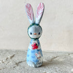 3.5” Bunny with Cardinal (Blue Heart/Evergreen)