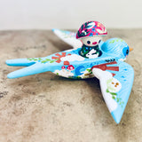 Set of 2: 3” Mushroom Rider with 8”Bird