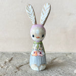 3.5” Bunny with Two Babies (Blue Stripe/Lavender)