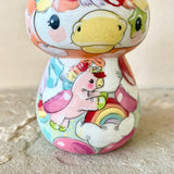 3.5” Peach Bonnet Unicorn with Baby