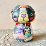 3.5” Peach Bonnet Dog with Puppy