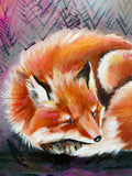 20”x20”x1.5” *Original* Slumbering Fox (Magenta)